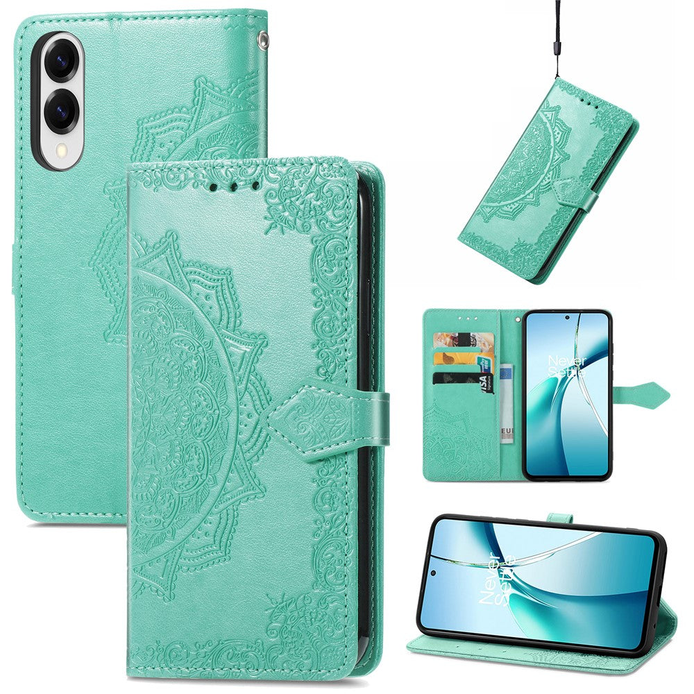 Til Samsung Galaxy S25 Edge Pung Etui Mandala Blomst Læder Telefon Cover Stativ