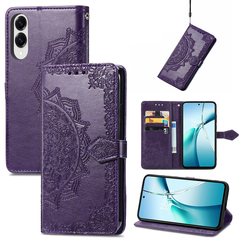 Til Samsung Galaxy S25 Edge Pung Etui Mandala Blomst Læder Telefon Cover Stativ