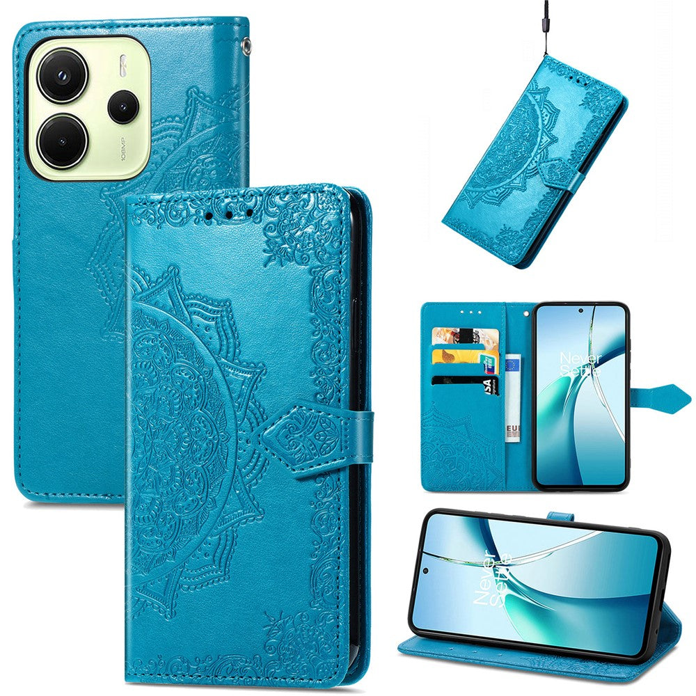 For Xiaomi Redmi Note 14 4G (164.84mm) Wallet Case Mandala Flower Leather Phone Cover Stand