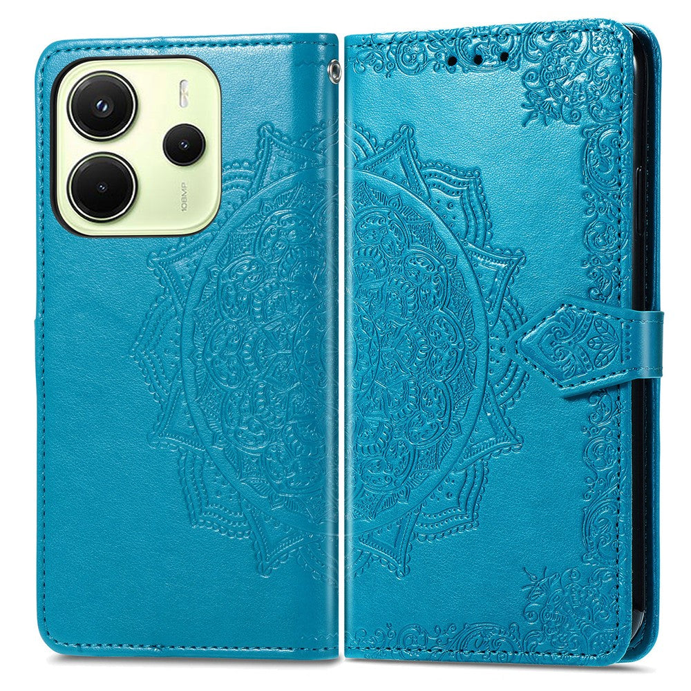 For Xiaomi Redmi Note 14 4G (164.84mm) Wallet Case Mandala Flower Leather Phone Cover Stand