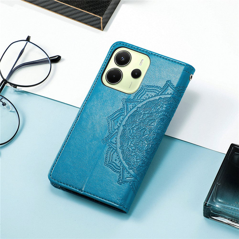 For Xiaomi Redmi Note 14 4G (164.84mm) Wallet Case Mandala Flower Leather Phone Cover Stand