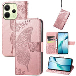 For Xiaomi Redmi Note 14 4G (164.84mm) Case with Strap Butterfly Pattern PU Leather Wallet Phone Cover