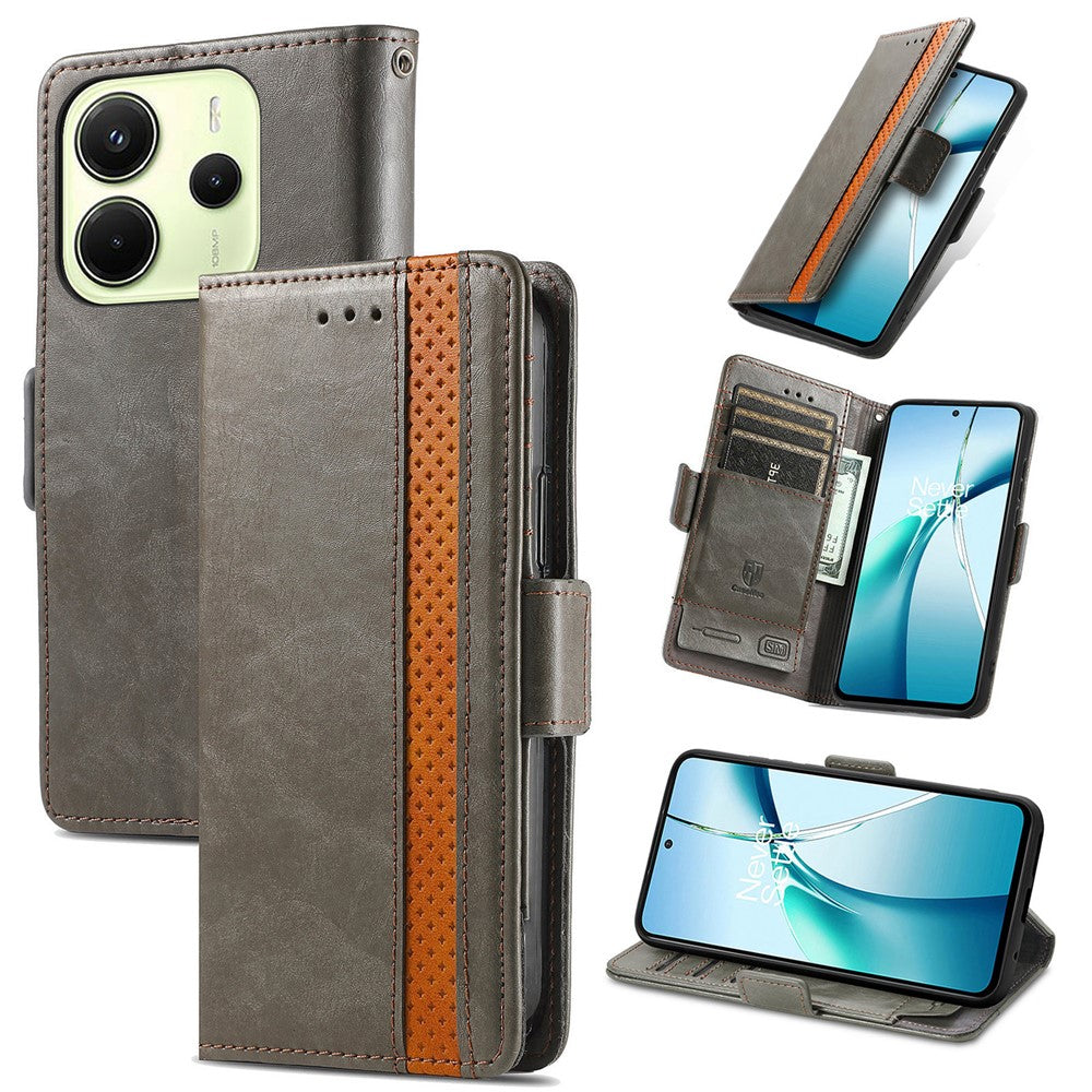 CASENEO For Xiaomi Redmi Note 14 4G (163.25mm) Phone Cases  PU Leather Cover Stand with RFID Blocking Wallet