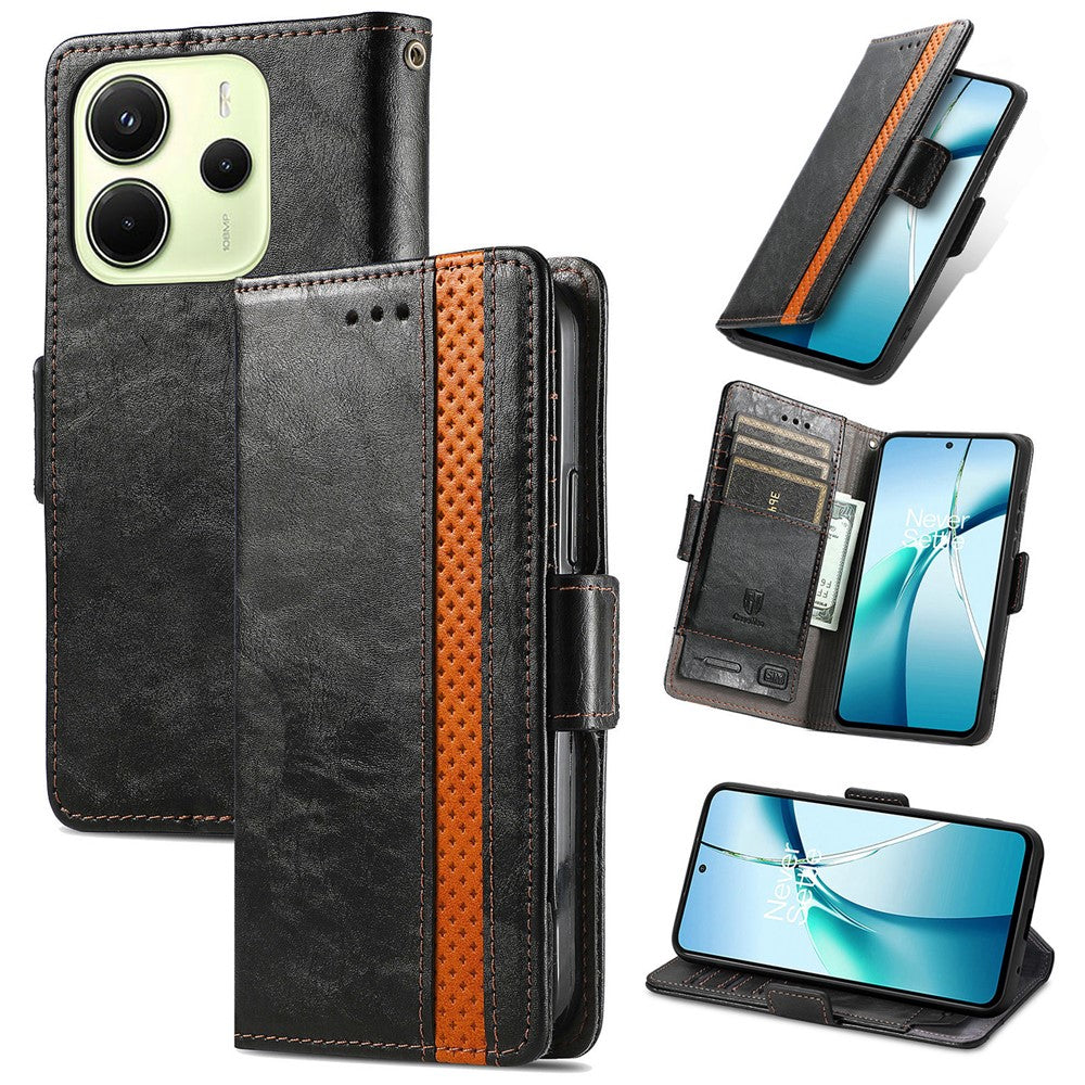 CASENEO For Xiaomi Redmi Note 14 4G (163.25mm) Phone Cases  PU Leather Cover Stand with RFID Blocking Wallet