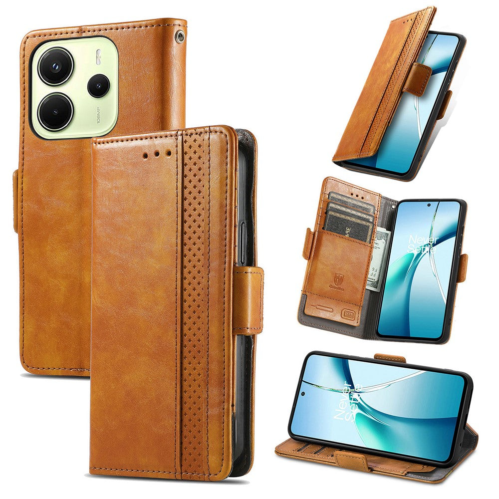 CASENEO For Xiaomi Redmi Note 14 4G (164.84mm) Phone Cases  PU Leather Cover Stand with RFID Blocking Wallet
