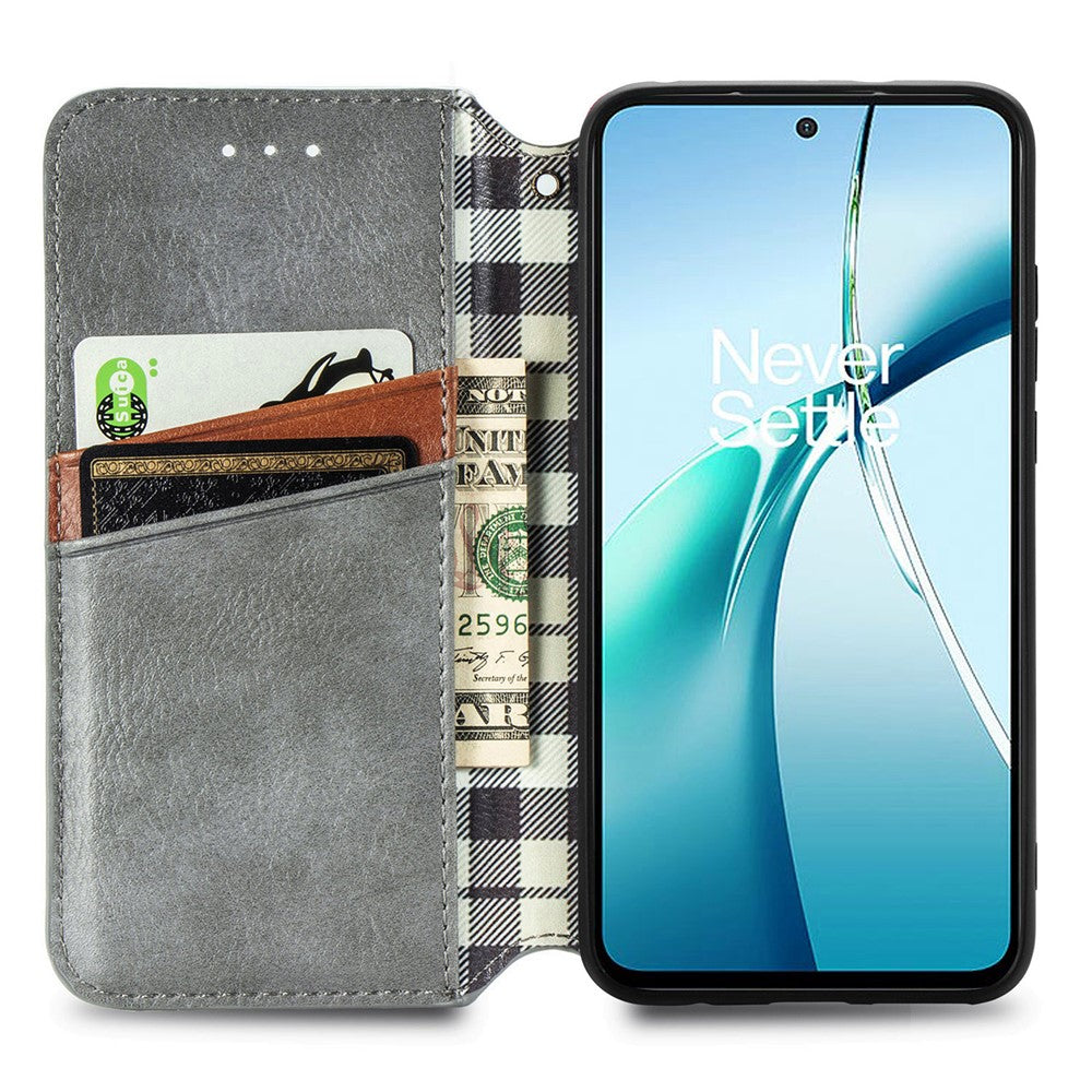 For Xiaomi Redmi Note 14 4G (163.25mm) Case Rhombus Imprint PU Leather Wallet Phone Cover