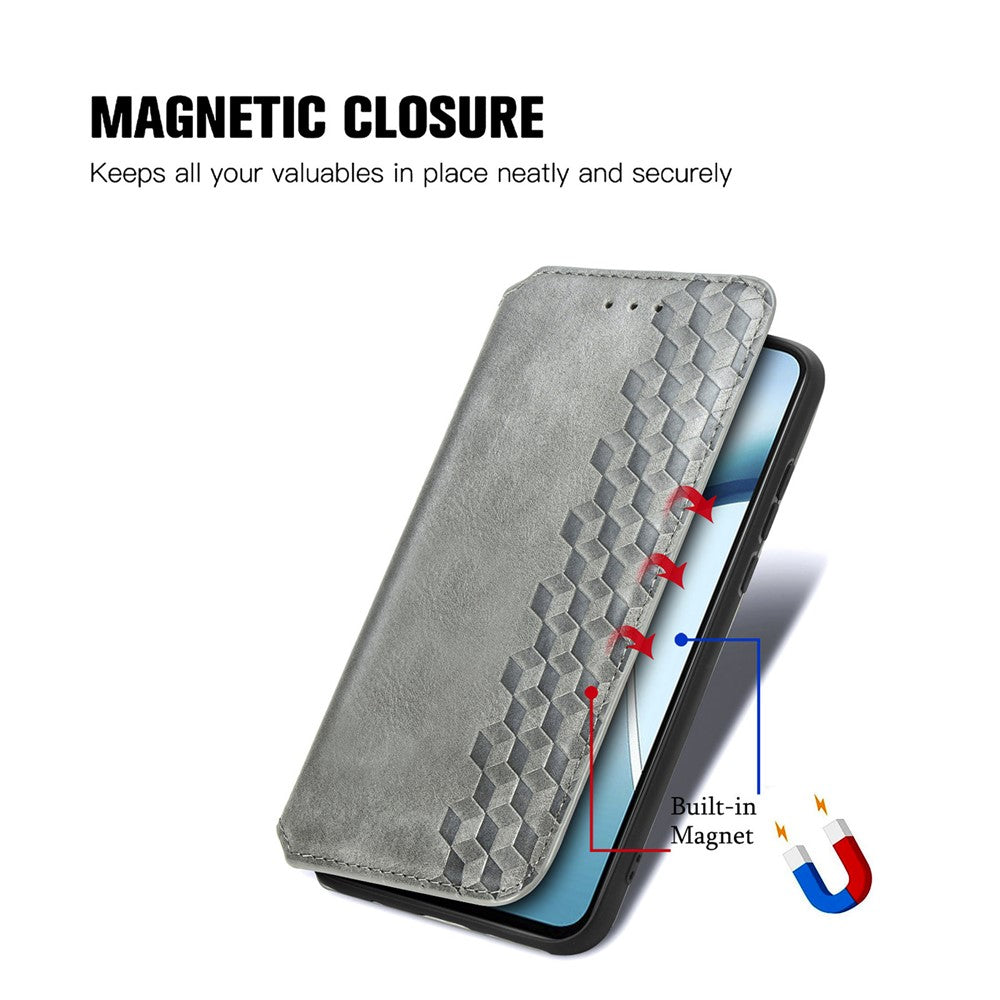 For Xiaomi Redmi Note 14 4G (163.25mm) Case Rhombus Imprint PU Leather Wallet Phone Cover