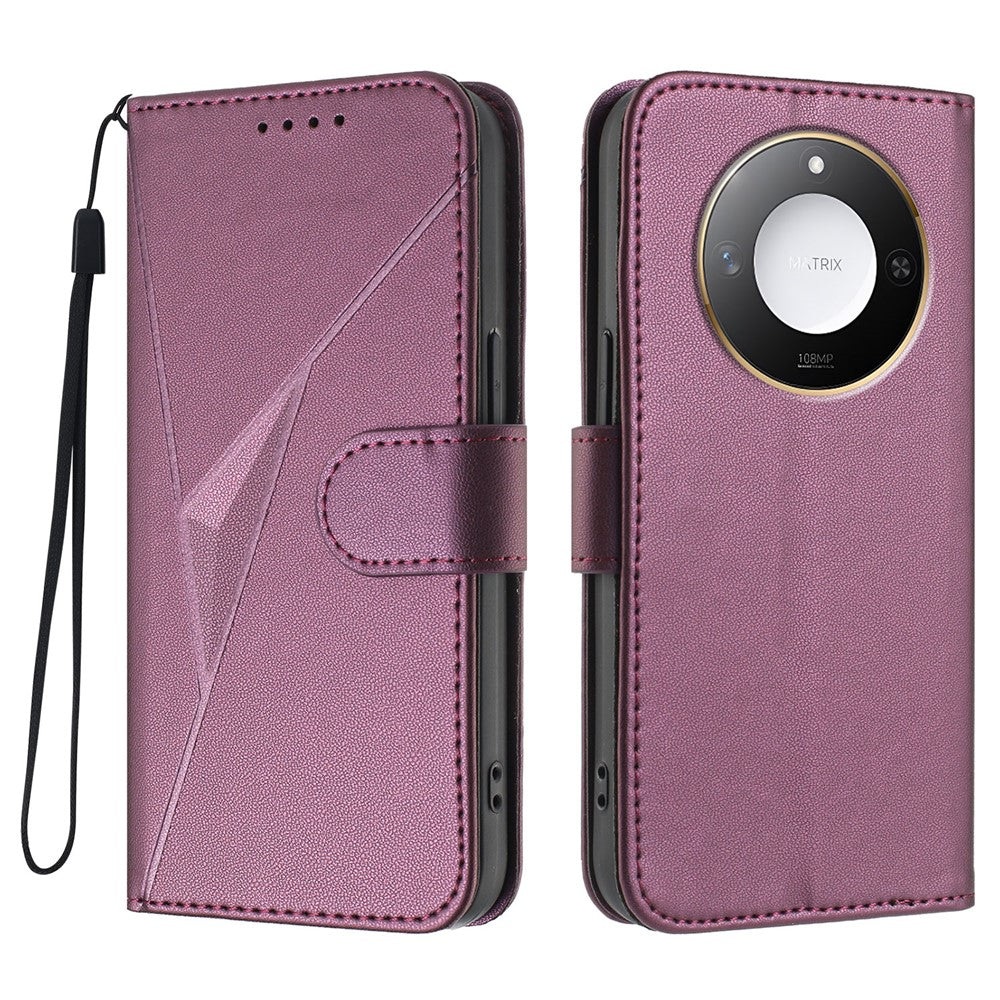 For Honor X9c Smart 5G / Honor X60 5G Case Triangle Imprint Leather Phone Cover with Lanyard