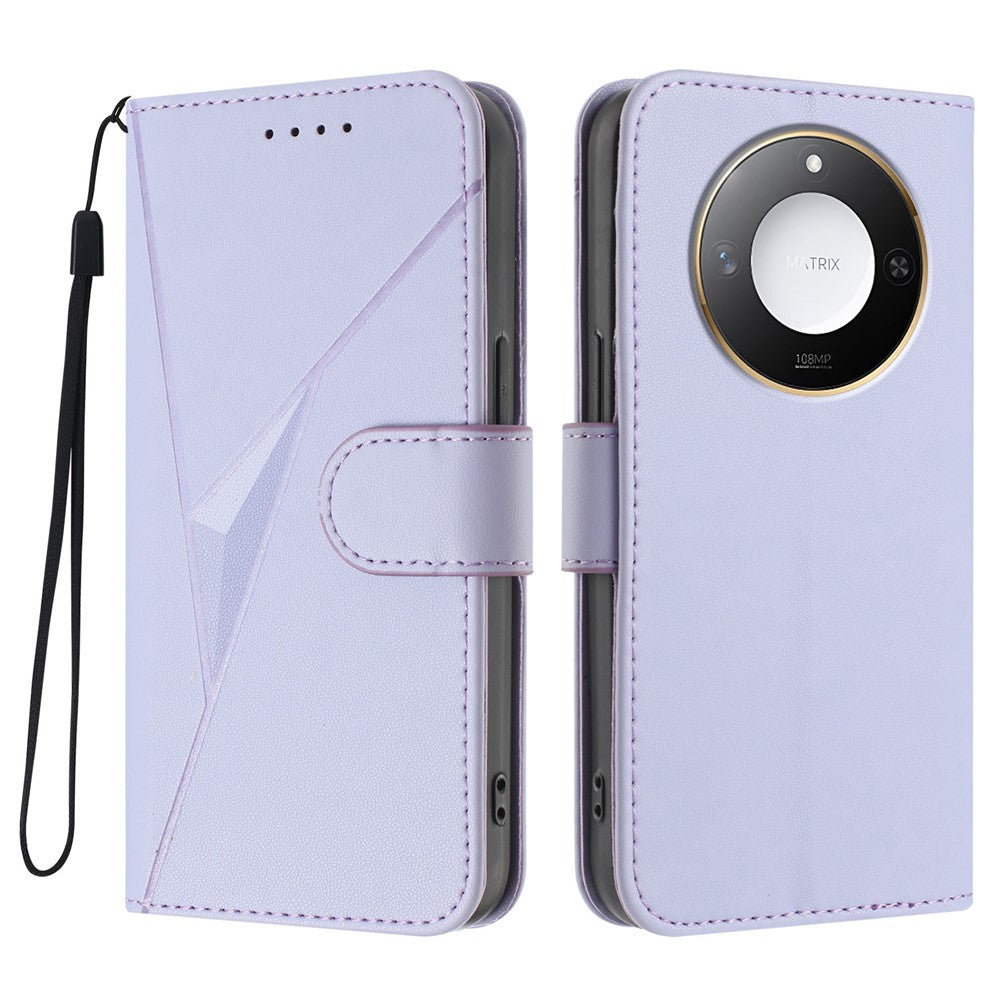 For Honor X9c Smart 5G / Honor X60 5G Case Triangle Imprint Leather Phone Cover with Lanyard