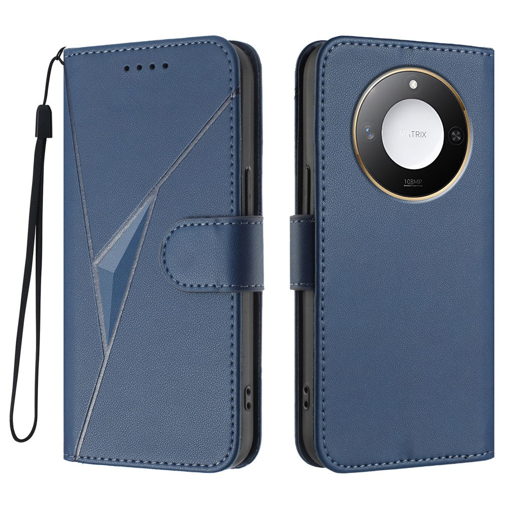 For Honor X9c Smart 5G / Honor X60 5G Case Triangle Imprint Leather Phone Cover with Lanyard