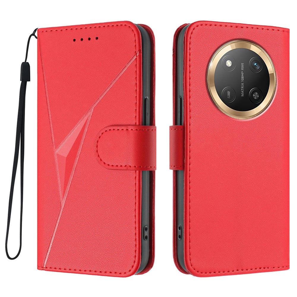 For Honor X60 Pro 5G / Honor Magic7 Lite 5G / Honor X9c 5G Case Triangle Imprint Leather Phone Cover with Lanyard