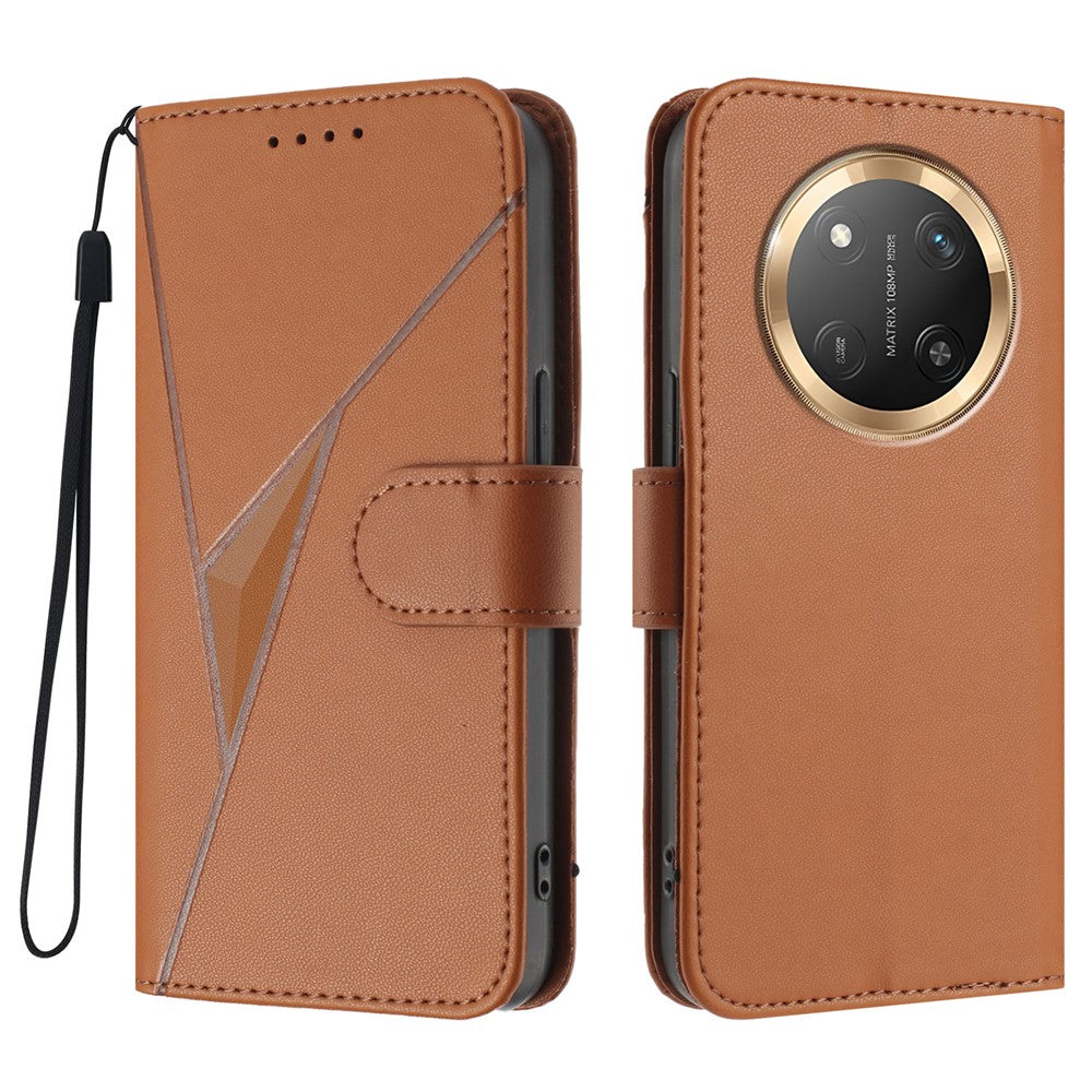For Honor X60 Pro 5G / Honor Magic7 Lite 5G / Honor X9c 5G Case Triangle Imprint Leather Phone Cover with Lanyard