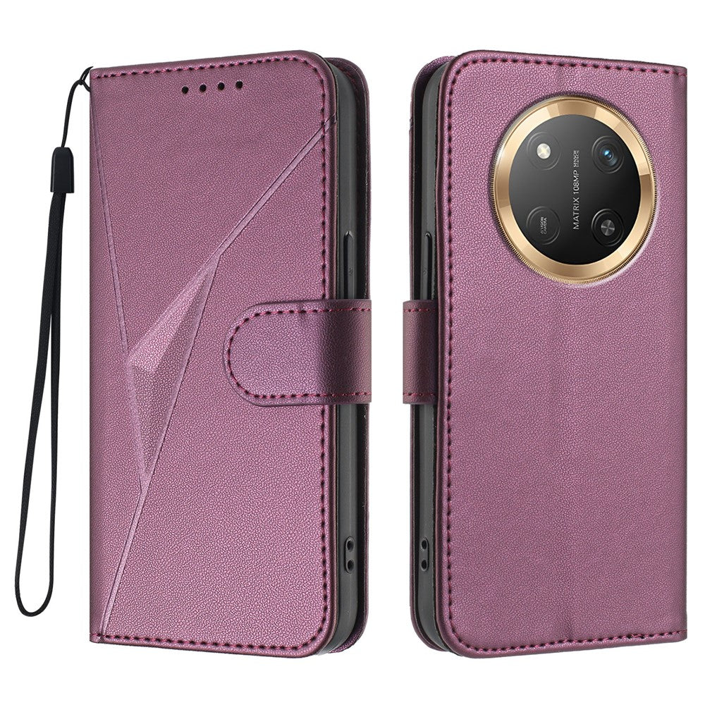 For Honor X60 Pro 5G / Honor Magic7 Lite 5G / Honor X9c 5G Case Triangle Imprint Leather Phone Cover with Lanyard