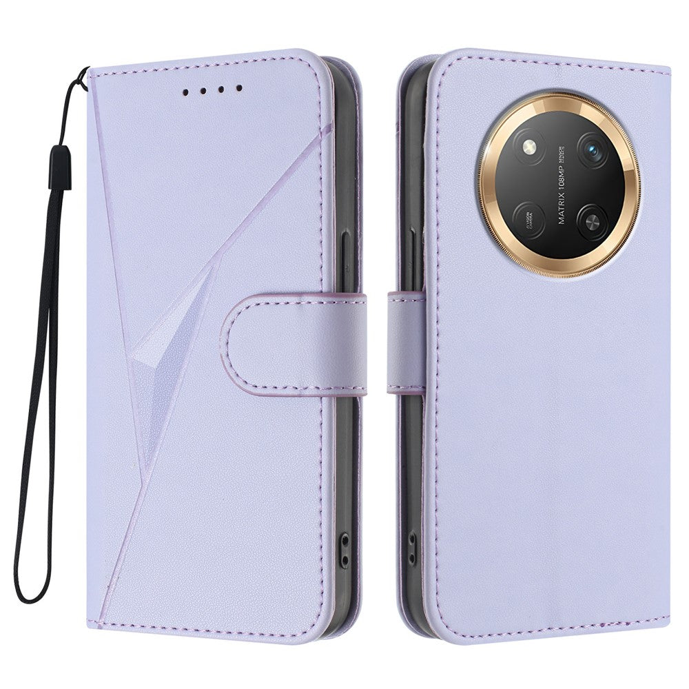 For Honor X60 Pro 5G / Honor Magic7 Lite 5G / Honor X9c 5G Case Triangle Imprint Leather Phone Cover with Lanyard