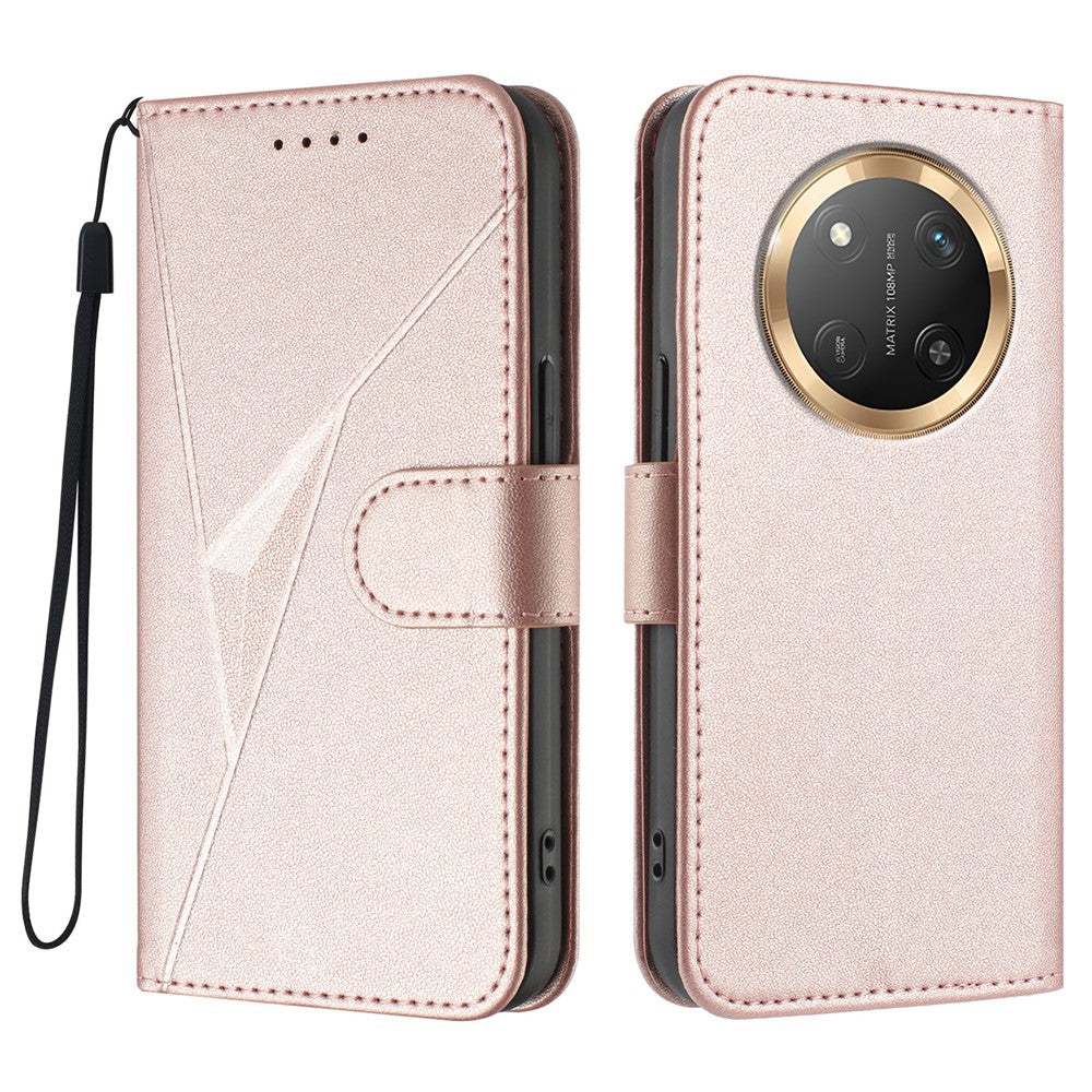 For Honor X60 Pro 5G / Honor Magic7 Lite 5G / Honor X9c 5G Case Triangle Imprint Leather Phone Cover with Lanyard