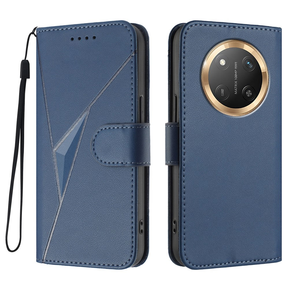 For Honor X60 Pro 5G / Honor Magic7 Lite 5G / Honor X9c 5G Case Triangle Imprint Leather Phone Cover with Lanyard
