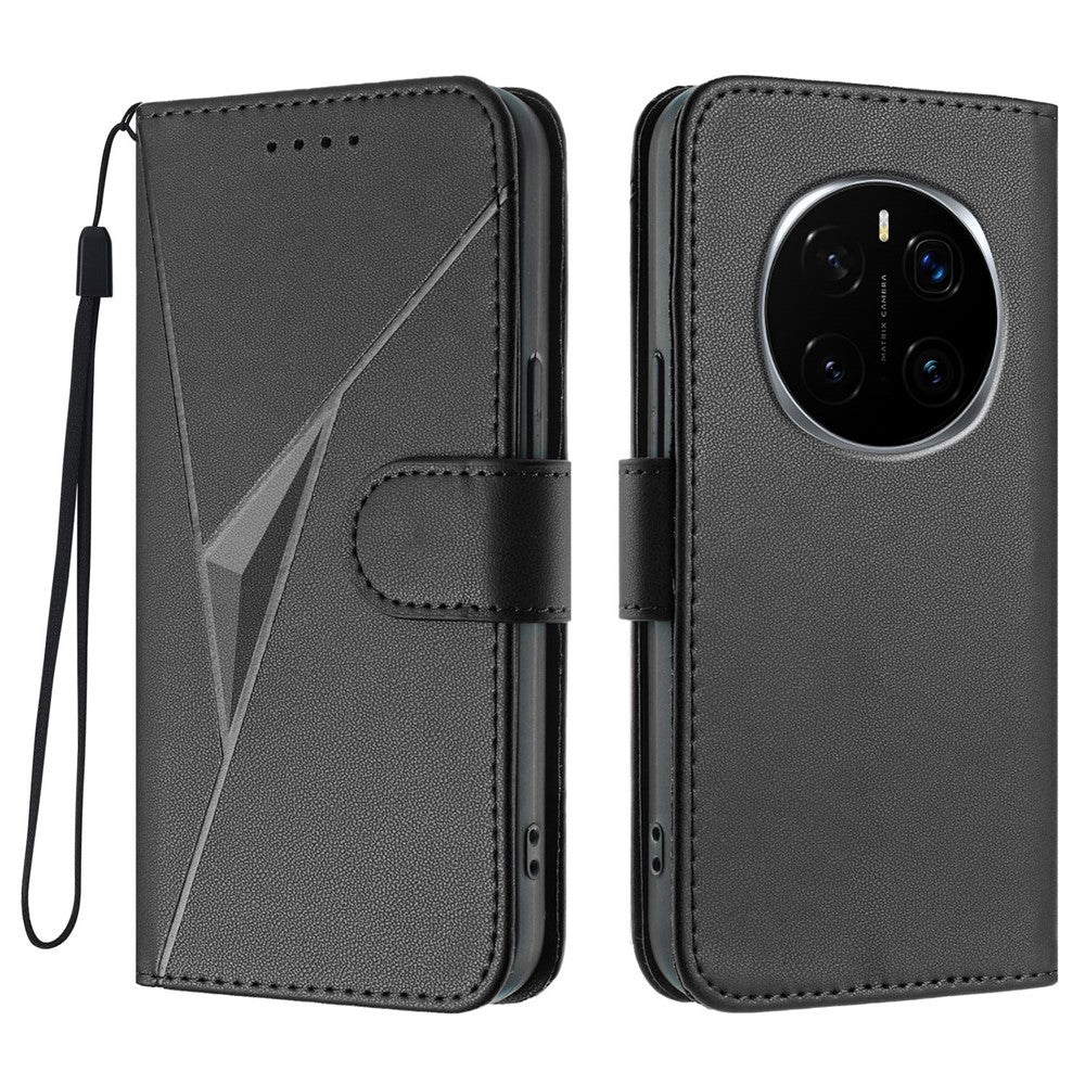 For Honor Magic7 Pro 5G Case Triangle Imprint Leather Phone Cover with Lanyard