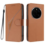 For Honor Magic7 5G Case Triangle Imprint Leather Phone Cover with Lanyard