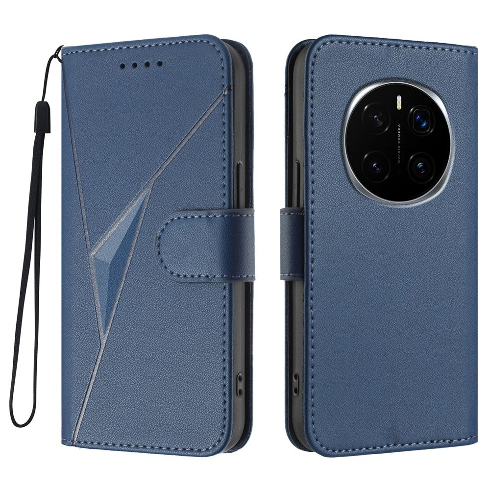 For Honor Magic7 5G Case Triangle Imprint Leather Phone Cover with Lanyard
