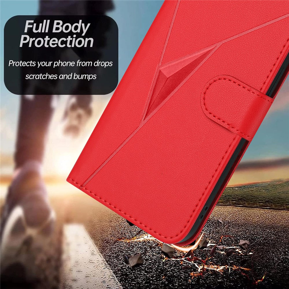 Honor X8b 4G / Honor X8c 4G Etui Trekant Imiteret Læder Telefoncover med Snor