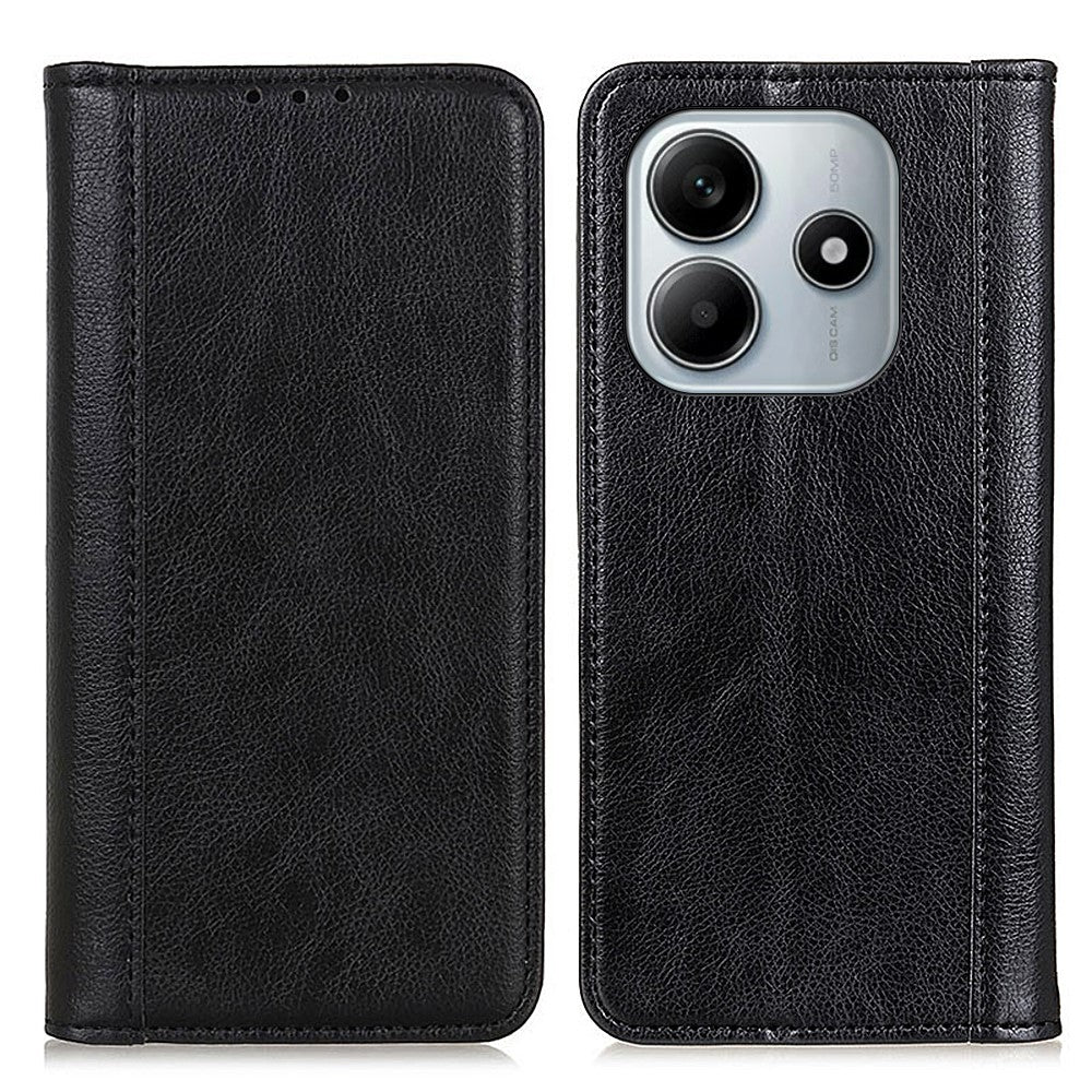 For Xiaomi Redmi Note 14 4G (164.84mm) Stand Case Split Leather Litchi Texture Wallet Phone Cover