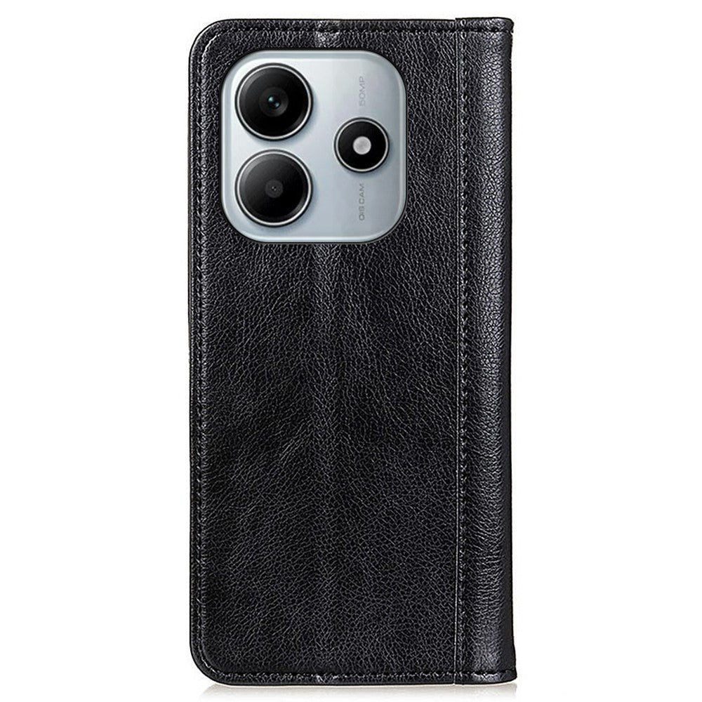 For Xiaomi Redmi Note 14 4G (164.84mm) Stand Case Split Leather Litchi Texture Wallet Phone Cover