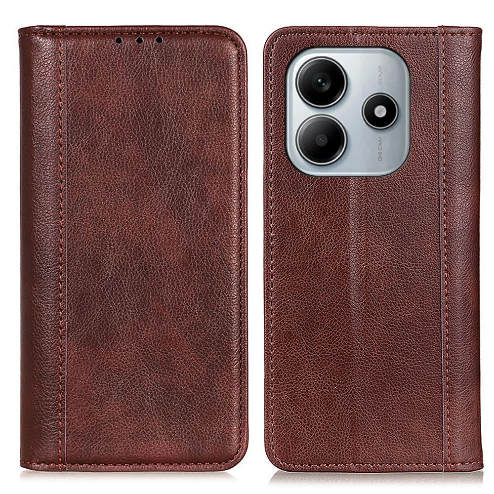 For Xiaomi Redmi Note 14 4G (164.84mm) Stand Case Split Leather Litchi Texture Wallet Phone Cover