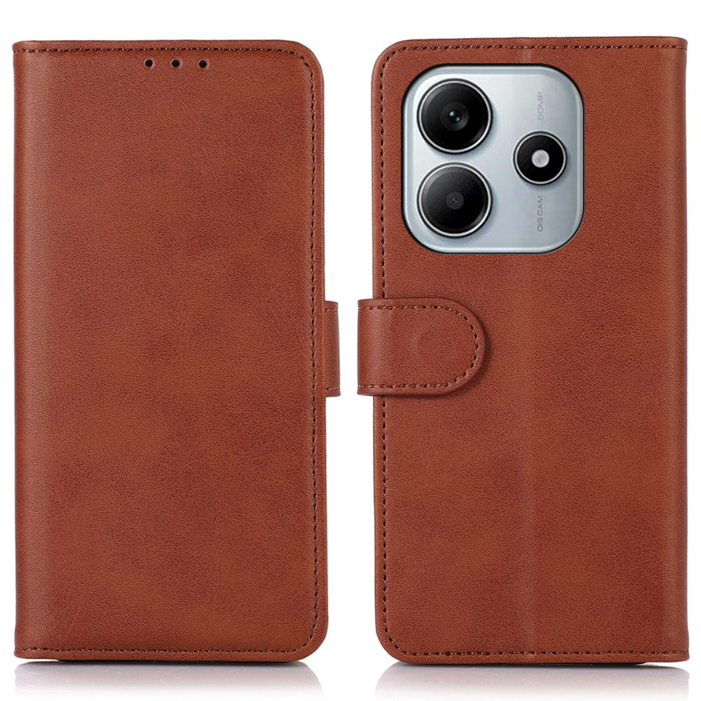 For Xiaomi Redmi Note 14 4G (164.84mm) Case Cowhide Texture Leather Wallet Phone Cover with Stand