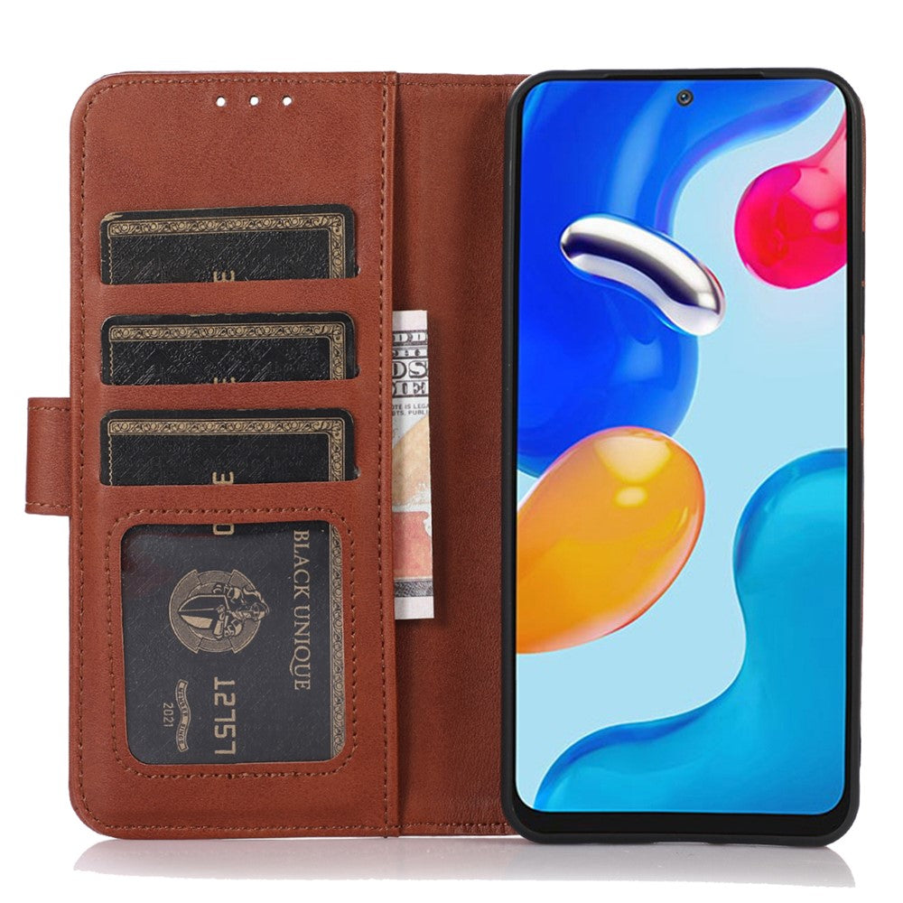 For Xiaomi Redmi Note 14 4G (164.84mm) Case Cowhide Texture Leather Wallet Phone Cover with Stand
