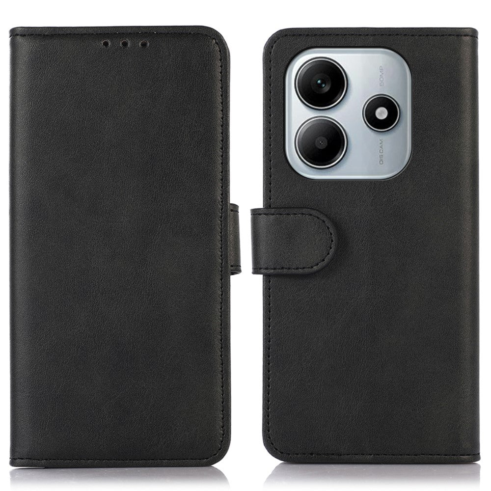 For Xiaomi Redmi Note 14 4G (164.84mm) Case Cowhide Texture Leather Wallet Phone Cover with Stand