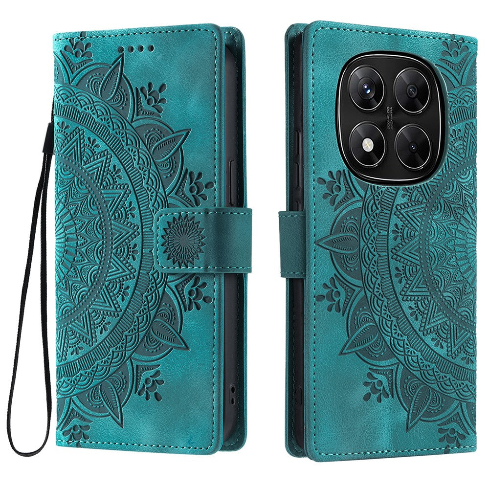 For Xiaomi Redmi Note 14 Pro 5G / Poco X7 5G Case Imprinted Totem Skin Feel Wallet Leather Phone Cover
