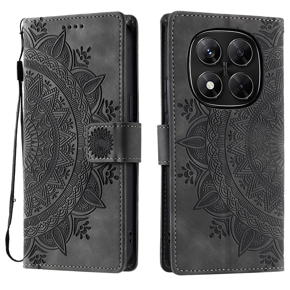 For Xiaomi Redmi Note 14 Pro 5G / Poco X7 5G Case Imprinted Totem Skin Feel Wallet Leather Phone Cover