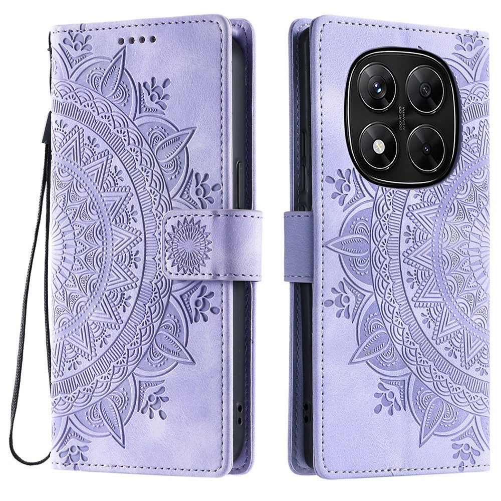 For Xiaomi Redmi Note 14 Pro 5G / Poco X7 5G Case Imprinted Totem Skin Feel Wallet Leather Phone Cover