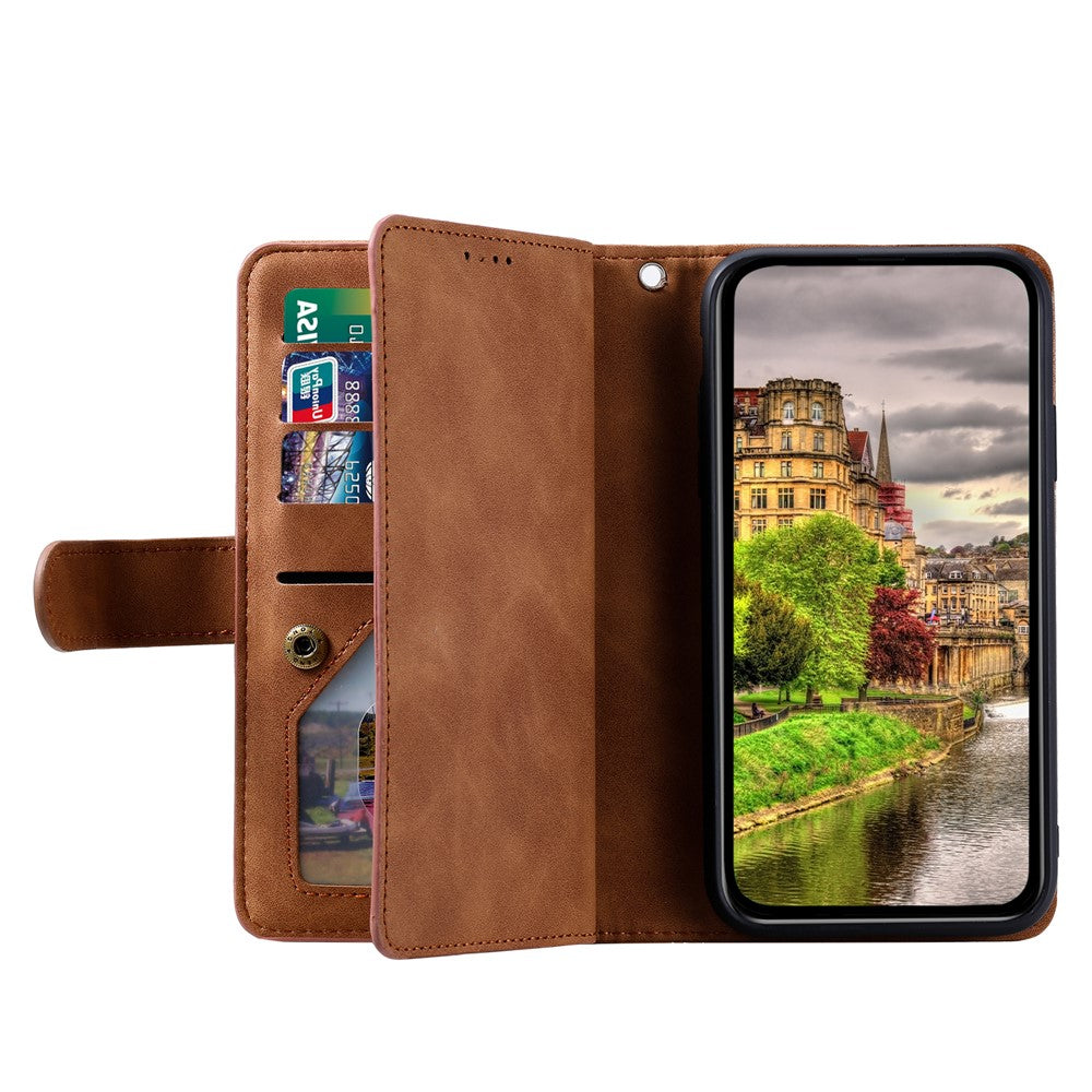 For Samsung Galaxy S25 Edge Case PU Leather Phone Cover with Zipper Wallet 9 Card Slots