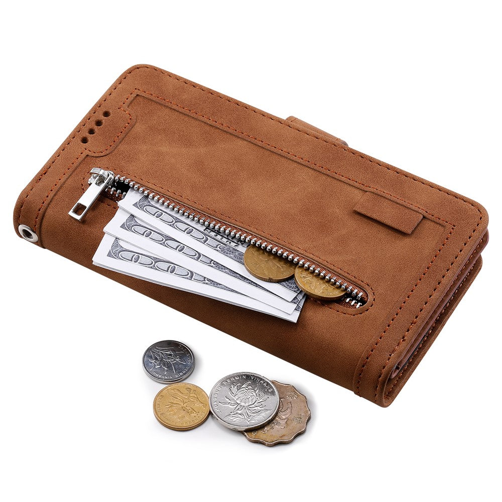 For Samsung Galaxy S25 Edge Case PU Leather Phone Cover with Zipper Wallet 9 Card Slots