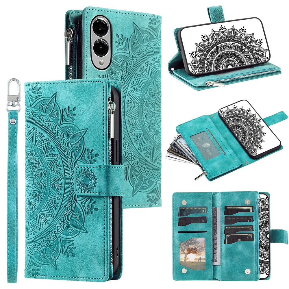 Style 006 For Samsung Galaxy S25 Edge Wallet Case PU Leather Phone Cover Mandala Flower Pattern