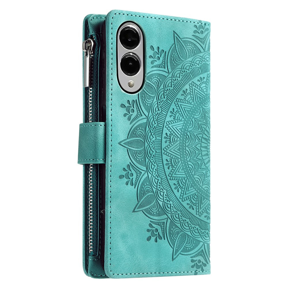 Style 006 For Samsung Galaxy S25 Edge Wallet Case PU Leather Phone Cover Mandala Flower Pattern