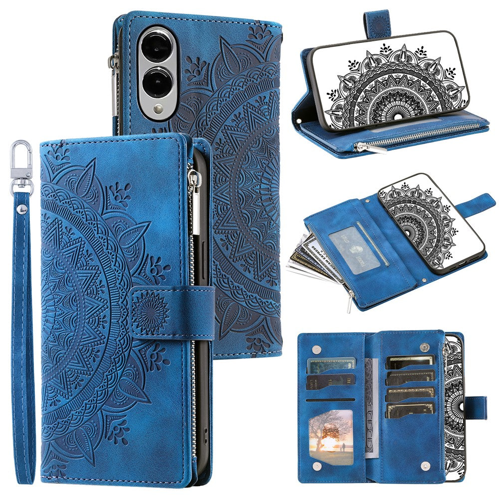 Stil 006 För Samsung Galaxy S25 Edge Plånboksfodral PU-läder mobilfodral Mandala Blommönster