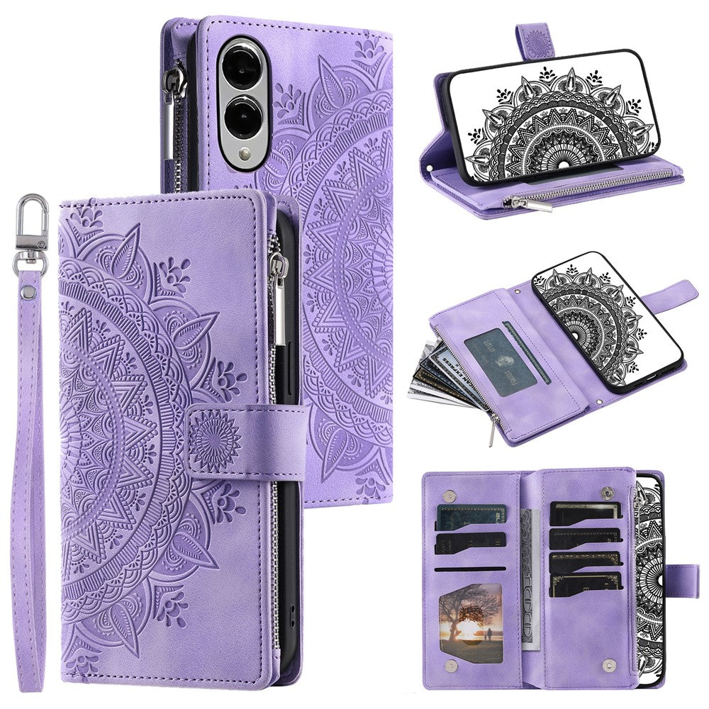 Style 006 For Samsung Galaxy S25 Edge Wallet Case PU Leather Phone Cover Mandala Flower Pattern