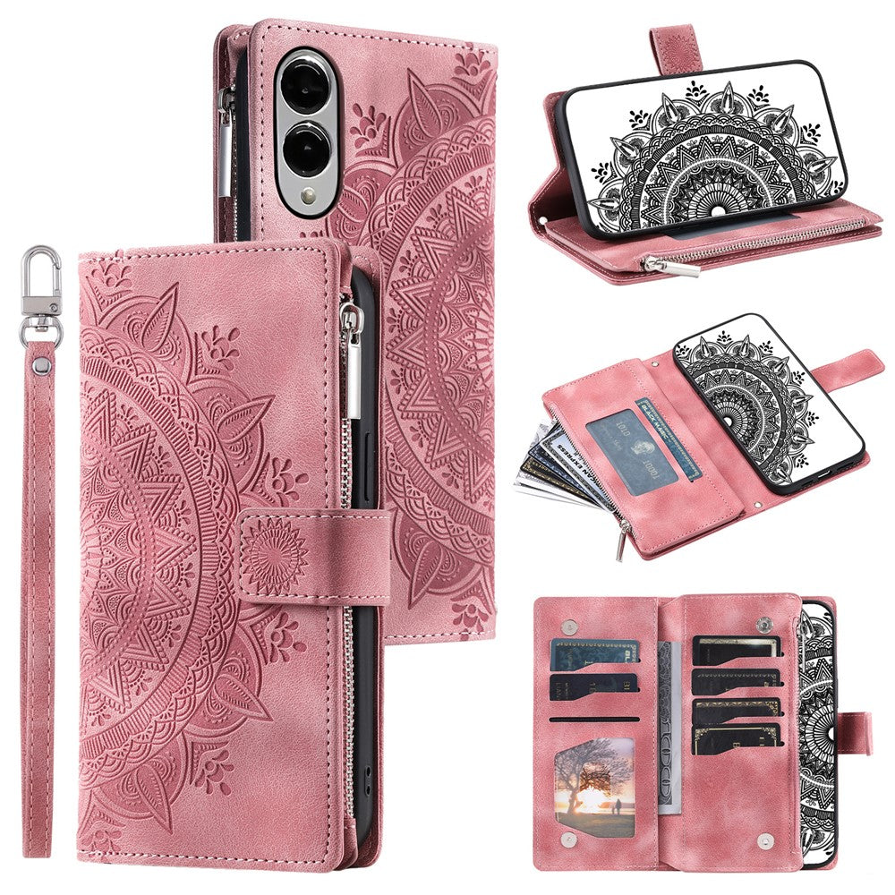 Style 006 For Samsung Galaxy S25 Edge Wallet Case PU Leather Phone Cover Mandala Flower Pattern