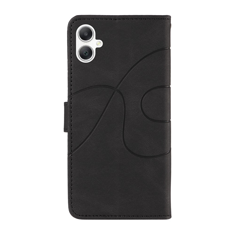 Samsung Galaxy A08 5G / A08 4G / A07 5G / A07 4G / A07s 4G / A06 4G / A06 5G-pung-etui, lædermobil-etui med stativ og buet linjedesign