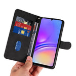 Samsung Galaxy A08 5G / A08 4G / A07 5G / A07 4G / A07s 4G / A06 4G / A06 5G-pung-etui, lædermobil-etui med stativ og buet linjedesign