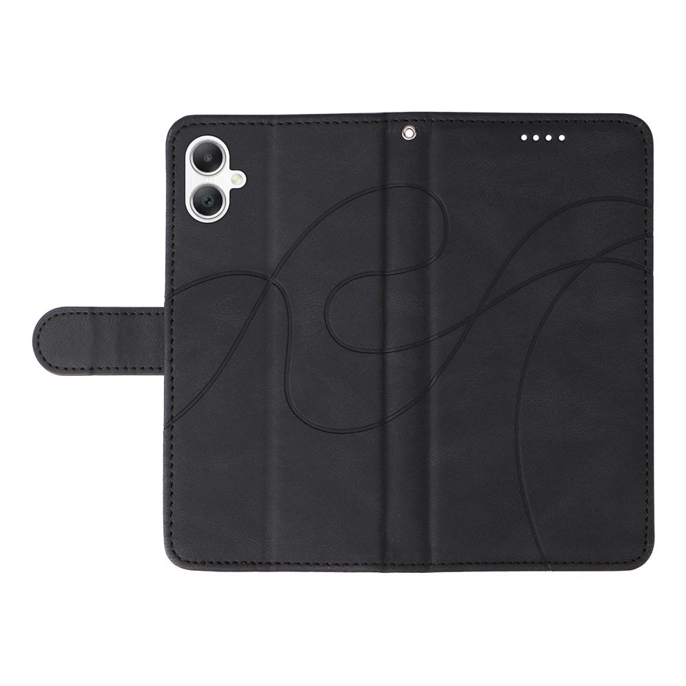 Samsung Galaxy A08 5G / A08 4G / A07 5G / A07 4G / A07s 4G / A06 4G / A06 5G-pung-etui, lædermobil-etui med stativ og buet linjedesign