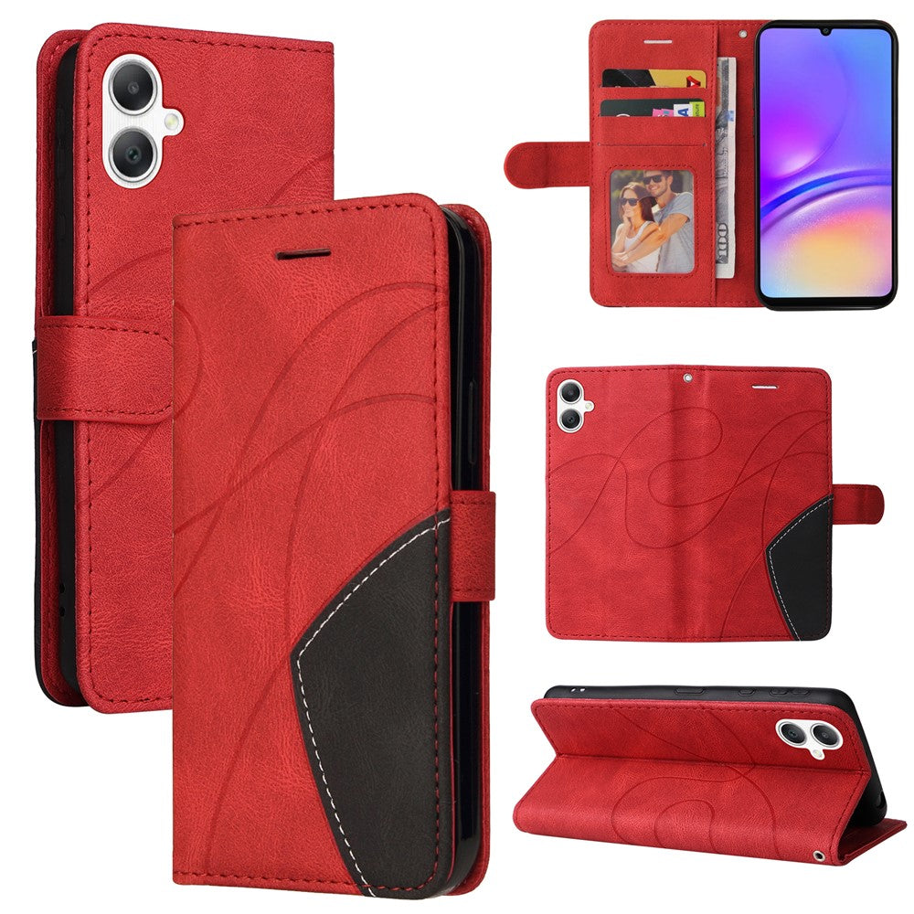 For Samsung Galaxy A08 5G / A08 4G / A07 4G / A06 4G / A06 5G Leather Phone Case Stand Wallet with Bi-colour Splicing Design