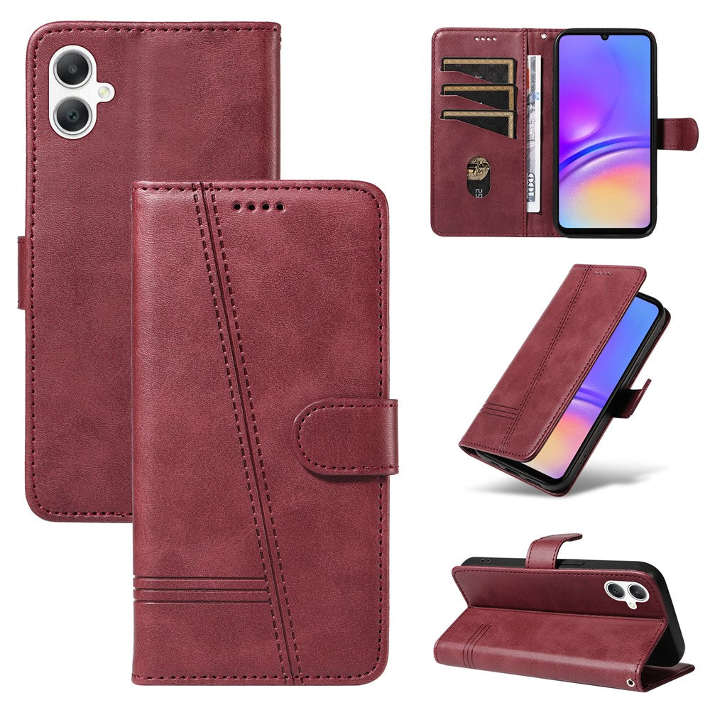 Samsung Galaxy A08 5G / A08 4G / A07 4G / A06 4G / A06 5G Plånboksfodral T-formade linjer Läderfodral mobilstativ