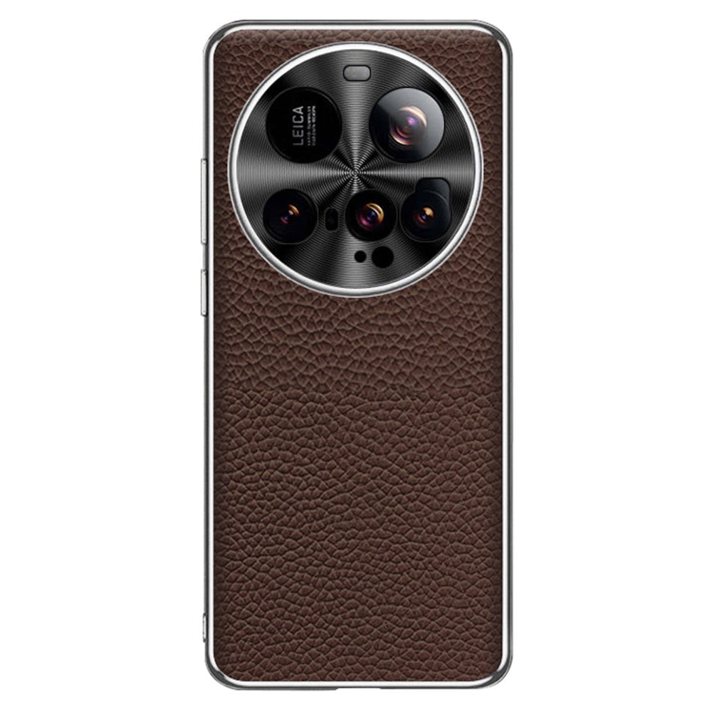 For Xiaomi 15 Ultra Case Litchi Texture Genuine Cow Leather + TPU Phone Cover