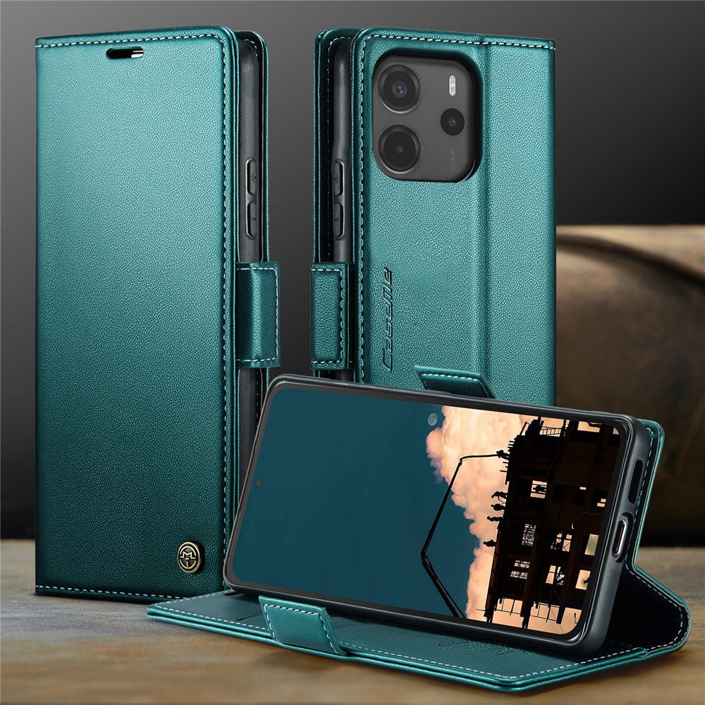 CASEME För Xiaomi Redmi Note 14 4G (164.84mm) Fodral 023 Serien RFID-blockerande Läderplånboksfodral med Stativ