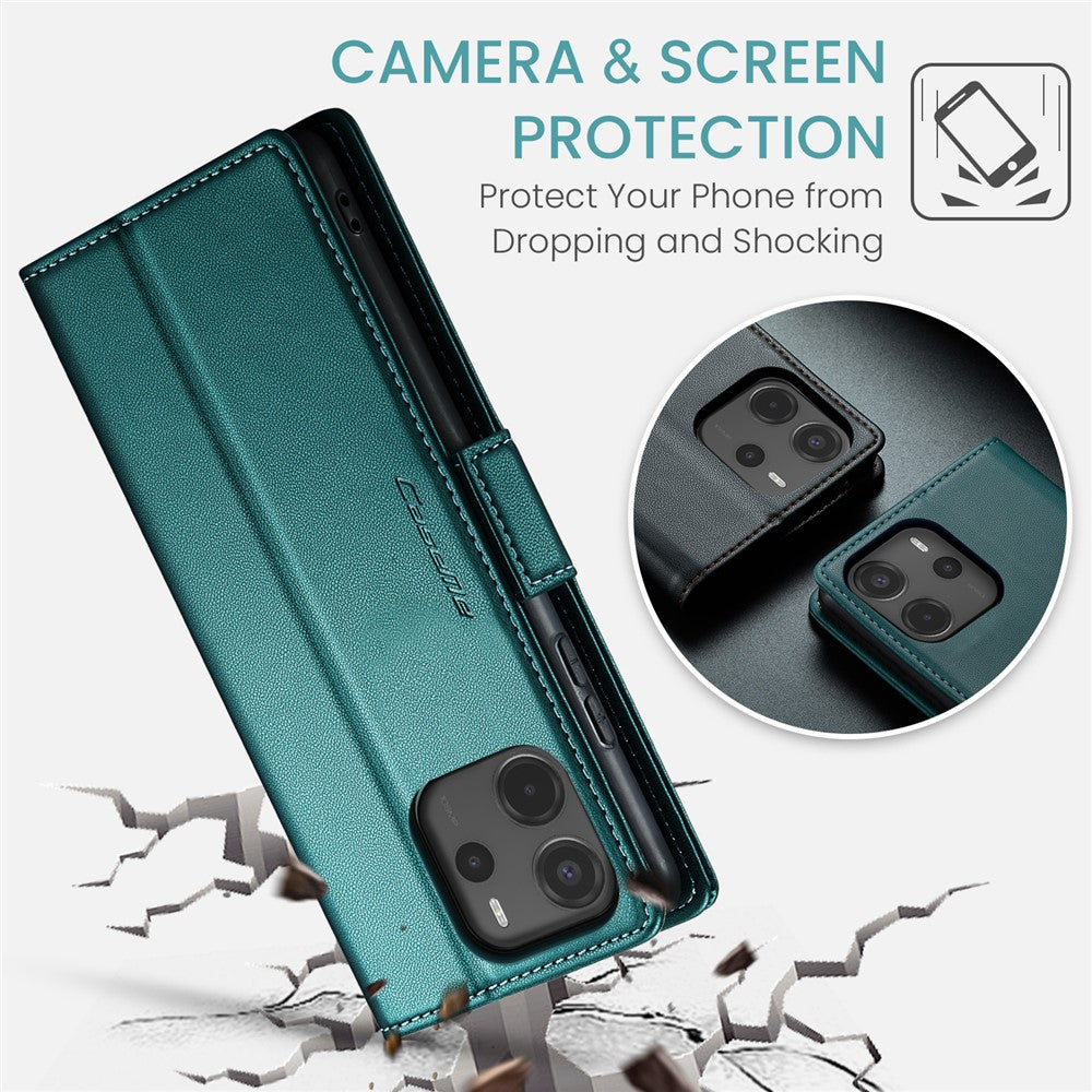 CASEME För Xiaomi Redmi Note 14 4G (164.84mm) Fodral 023 Serien RFID-blockerande Läderplånboksfodral med Stativ