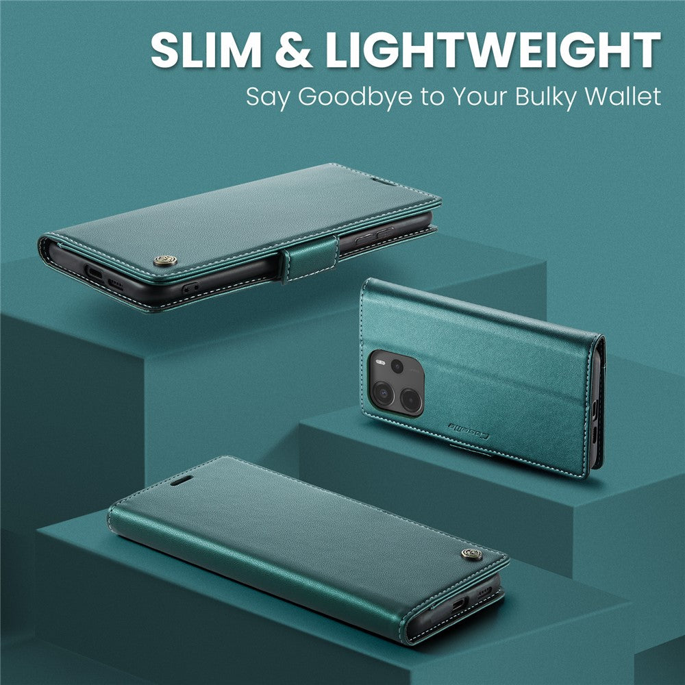 CASEME För Xiaomi Redmi Note 14 4G (164.84mm) Fodral 023 Serien RFID-blockerande Läderplånboksfodral med Stativ