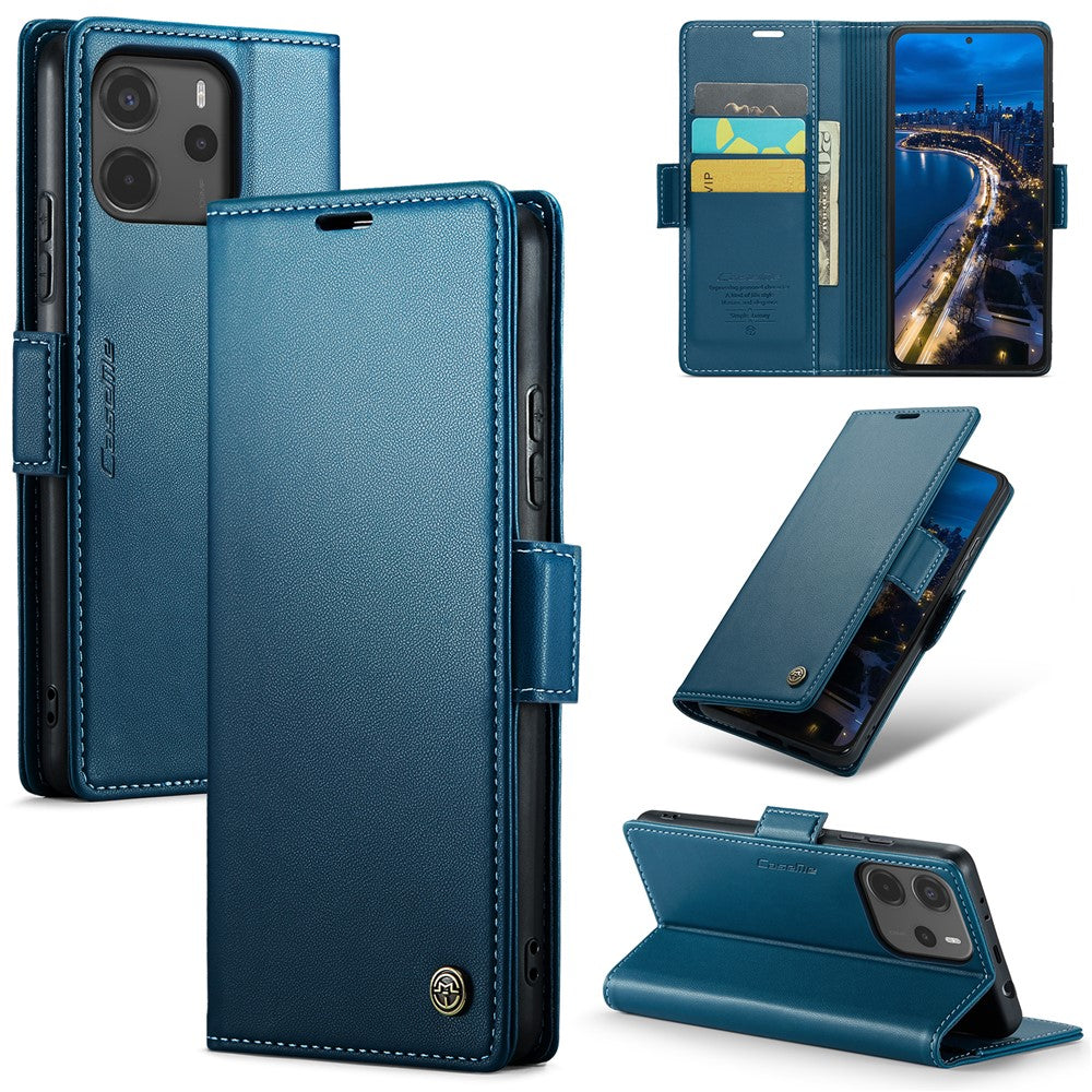 CASEME För Xiaomi Redmi Note 14 4G (164.84mm) Fodral 023 Serien RFID-blockerande Läderplånboksfodral med Stativ